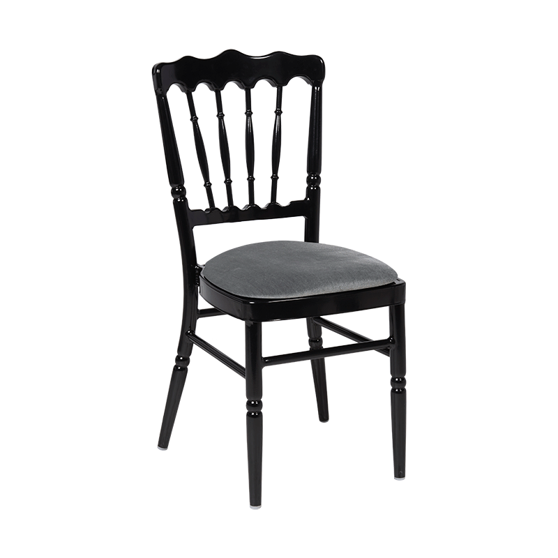 Chaise Napoléon noire en aluminium avec galette grise