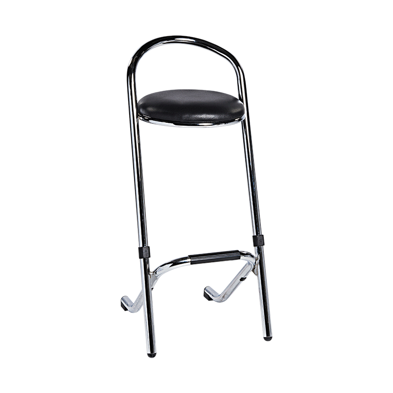 Tabouret en chrome, assise en skaï H 80 cm