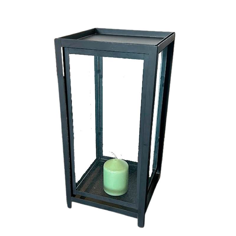 Lanterne noire en métal 21 x 21 cm H 80 cm