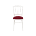 Chaise Napoléon blanche en bois avec galette bordeaux