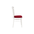 Chaise Napoléon blanche en bois avec galette bordeaux
