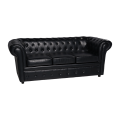 Canapé Chesterfield noir 3 places 90 x 205 cm H 75 cm