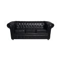Canapé Chesterfield noir 3 places 90 x 205 cm H 75 cm