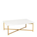 Table basse croisée or plateau blanc 64 x 101 cm H 35 cm