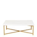 Table basse croisée or plateau blanc 64 x 101 cm H 35 cm