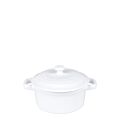 Cocotte individuelle blanche brillante avec couvercle Ø10 cm 25cl
