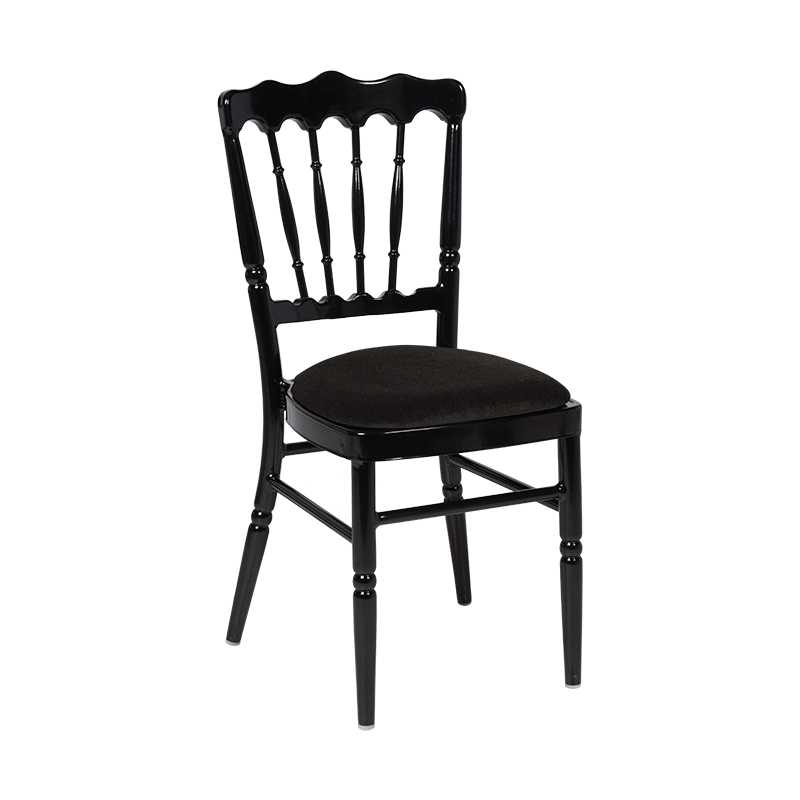 Chaise Napoléon noire en aluminium avec galette noire
