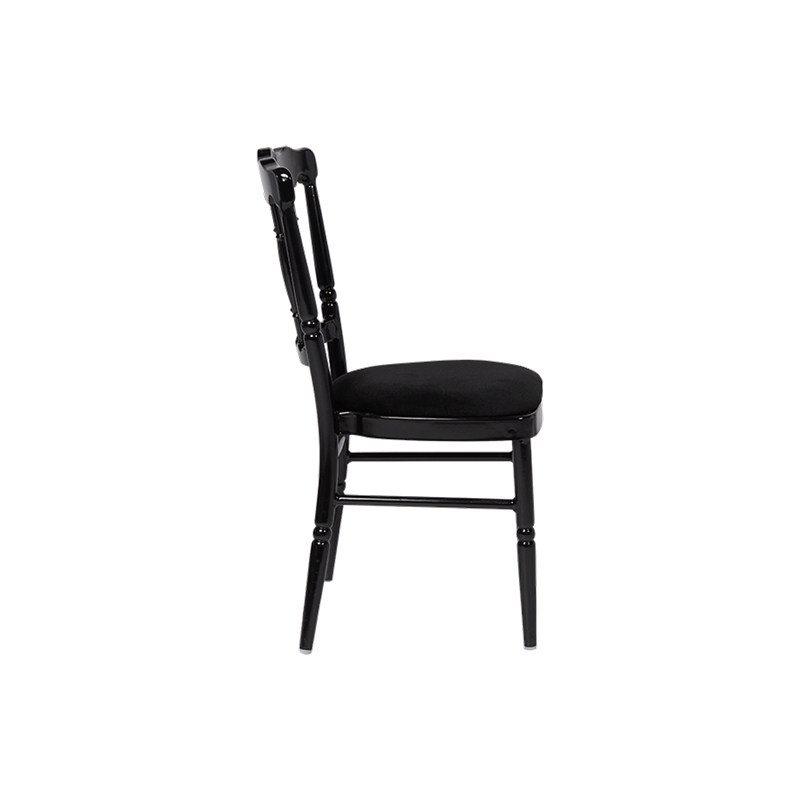 Chaise Napoléon noire en aluminium avec galette noire