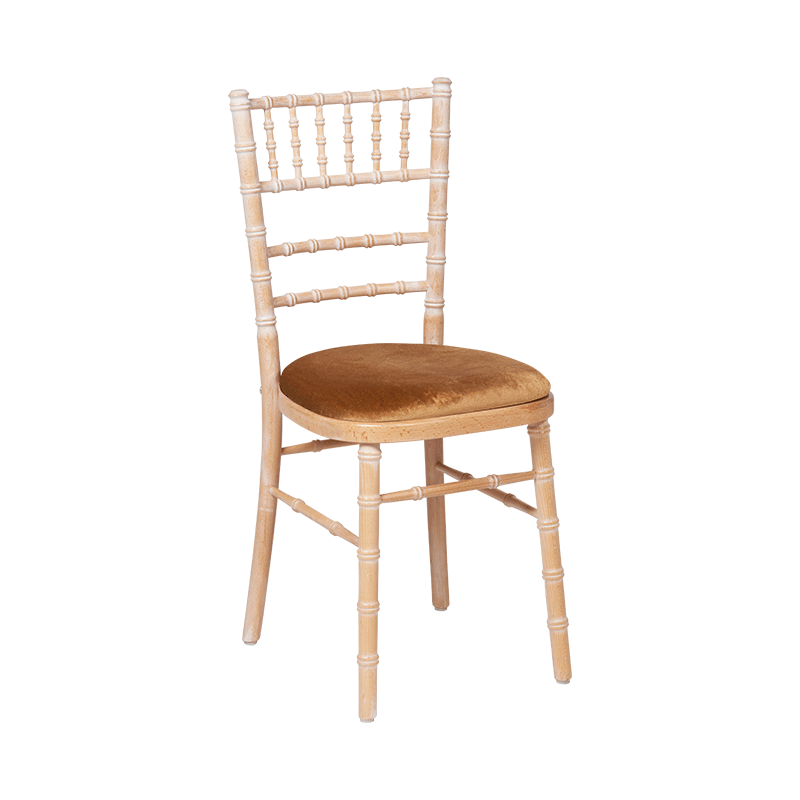 Chaise Natura avec galette dorée en velours