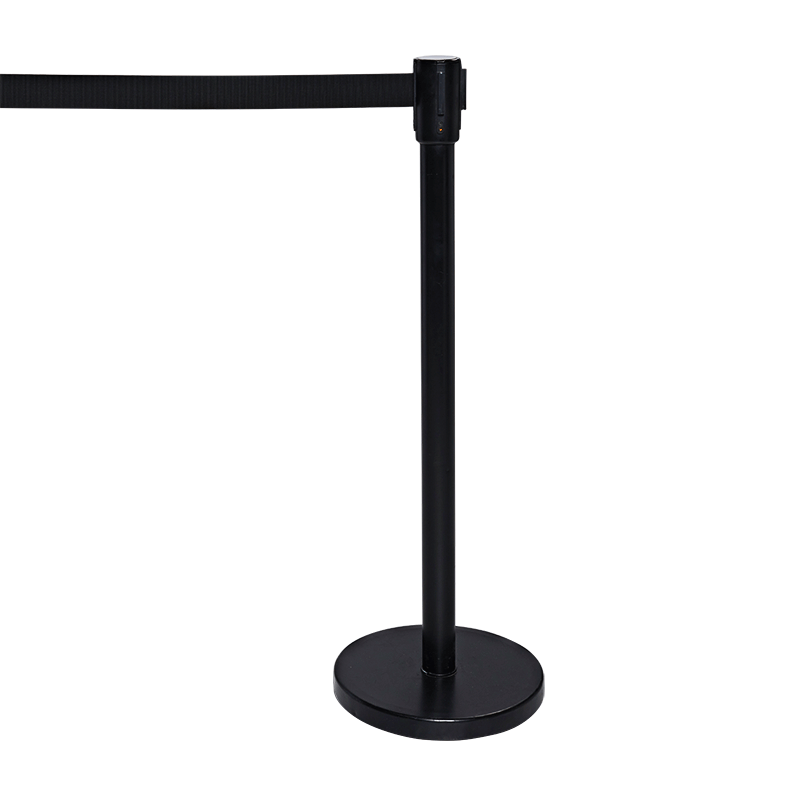 Potelet enrouleur noir - Sangle noire 2 m