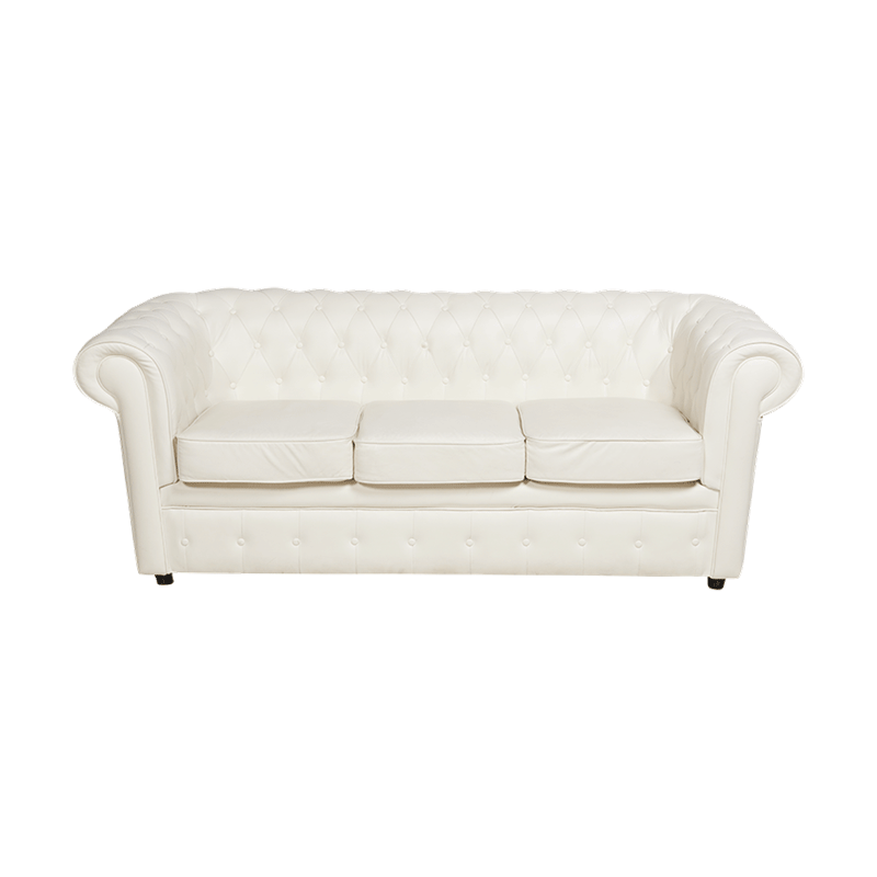 Canapé Chesterfield blanc 3 places 90 x 205 cm H 75 cm