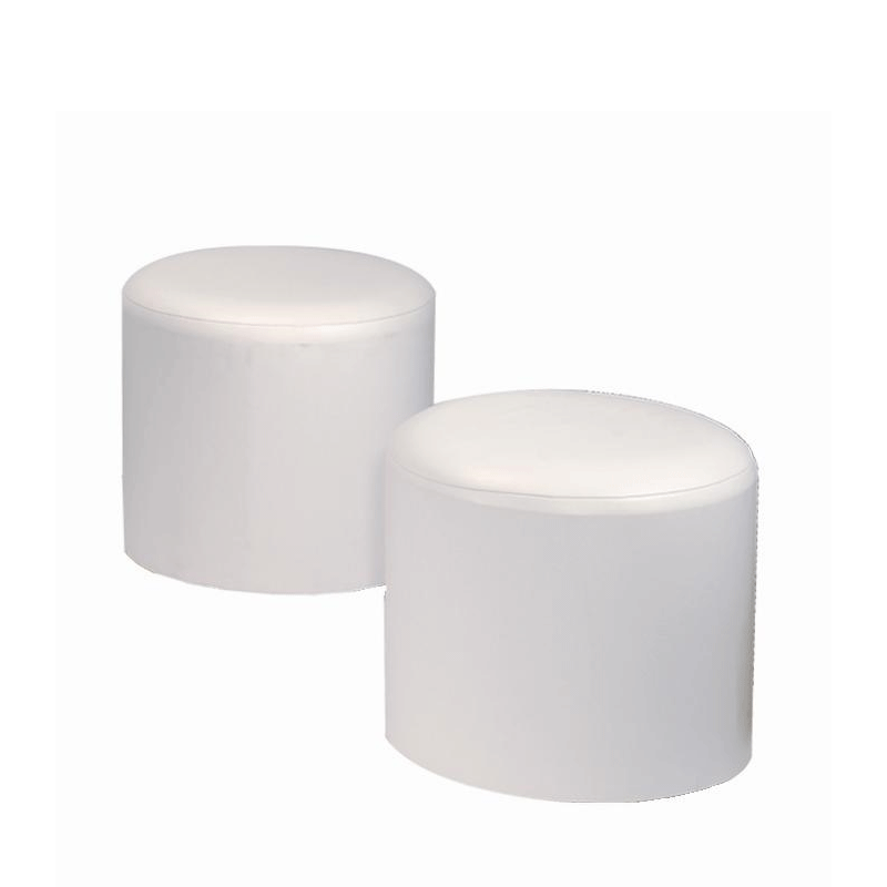 Pouf en cuir blanc Ø 50 cm H 45 cm