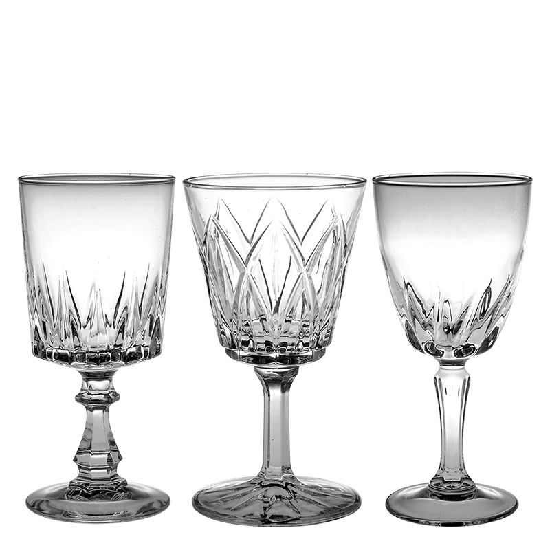 Verre à pied à eau Vintage style cristal H 16-19 cm 20-25 cl