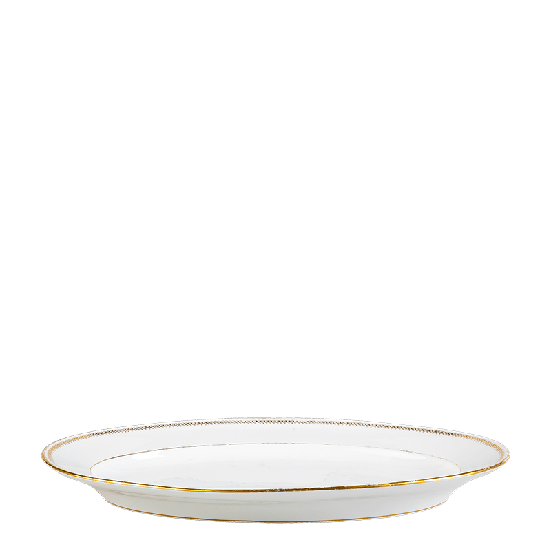 Plat ovale Vintage blanc et doré Ø 35-40 cm