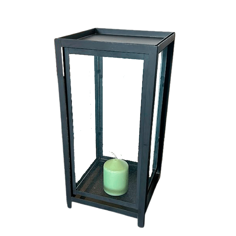 Lanterne noire en métal 21 x 21 cm H 80 cm