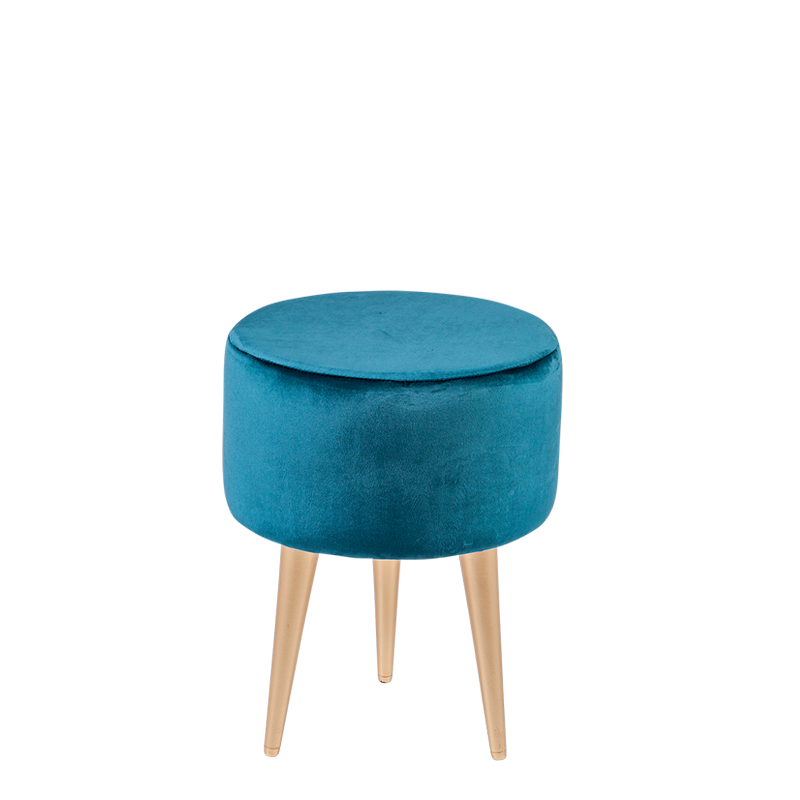 Pouf Juliette velours bleu vert Ø 35 cm H 44 cm