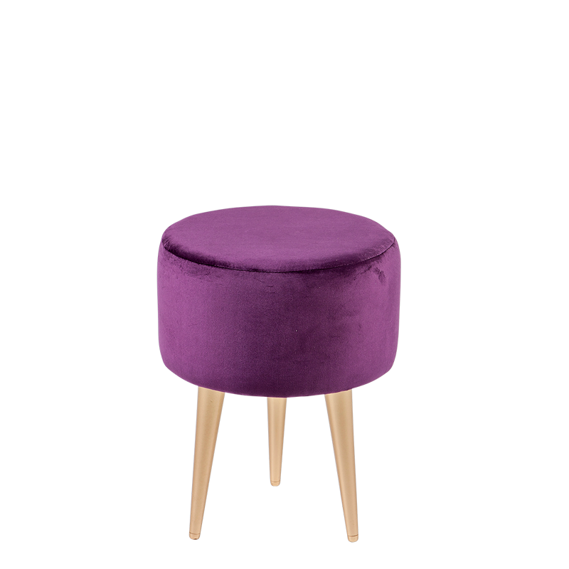 Pouf Juliette velours aubergine Ø 35 cm H 44 cm