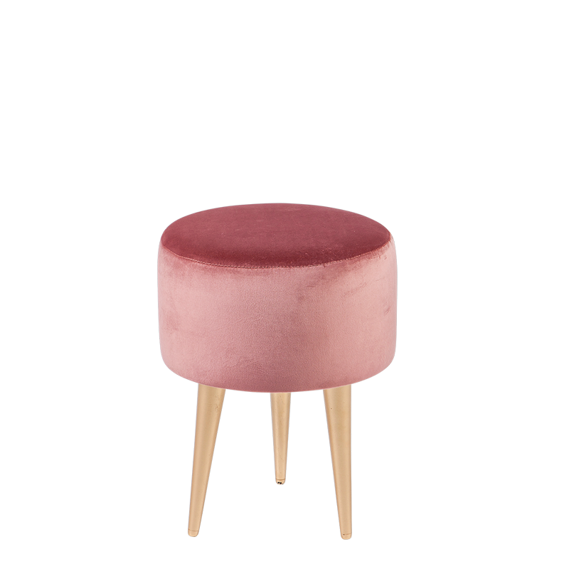 Pouf Juliette velours vieux rose Ø 35 cm H 44 cm