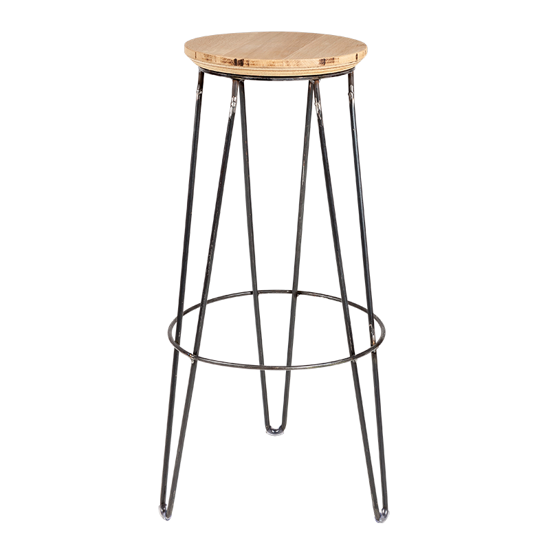 Tabouret Filaire assise bois Ø 30 cm H 78 cm