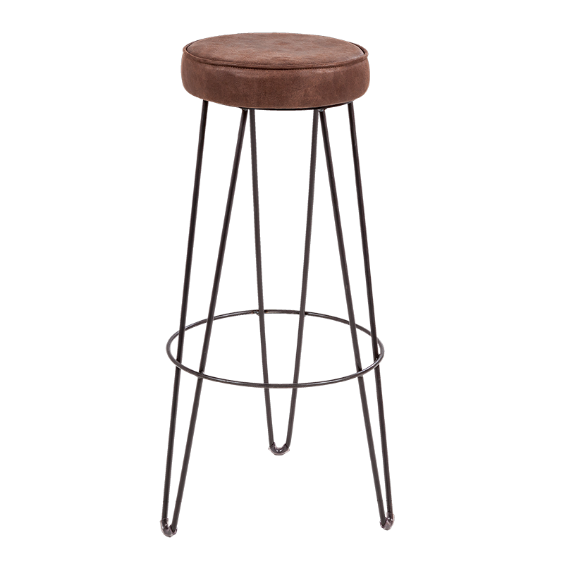 Tabouret Filaire assise cuir Ø 30 cm H 83 cm