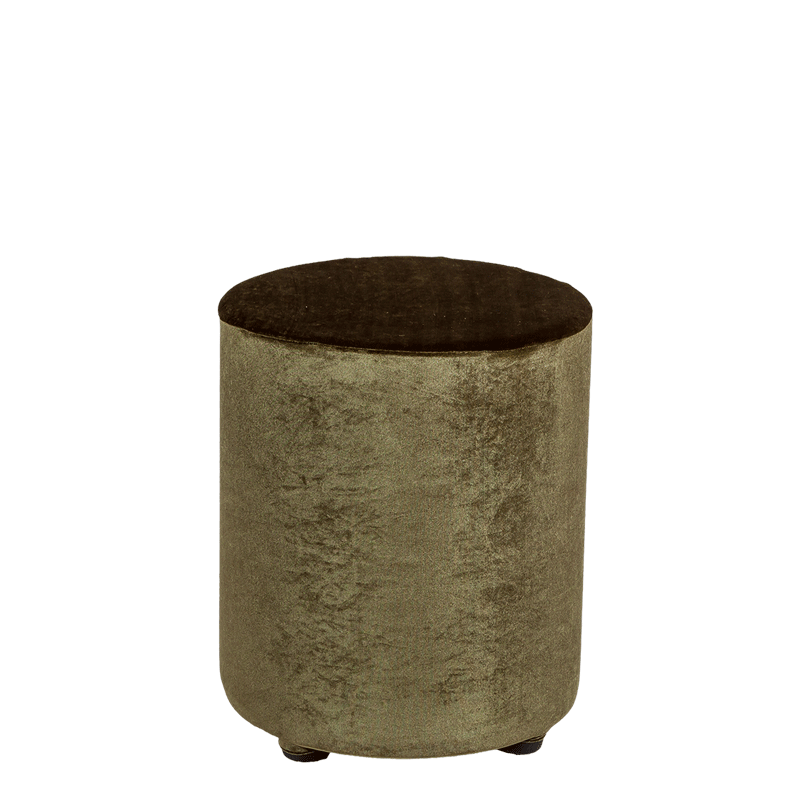 Pouf velours kaki Ø 40 cm H 48 cm