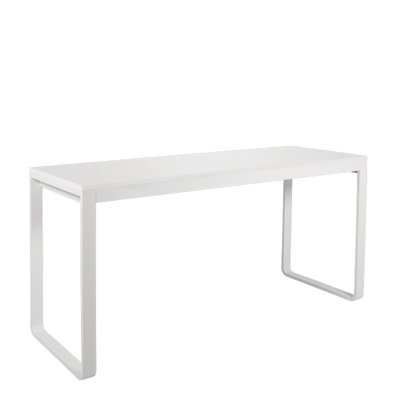 Table haute blanche plateau blanc 80 x 230 cm H 110 cm