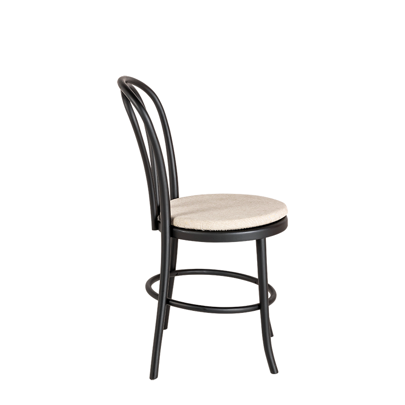 Chaise Bistrot noire avec galette lin ficelle