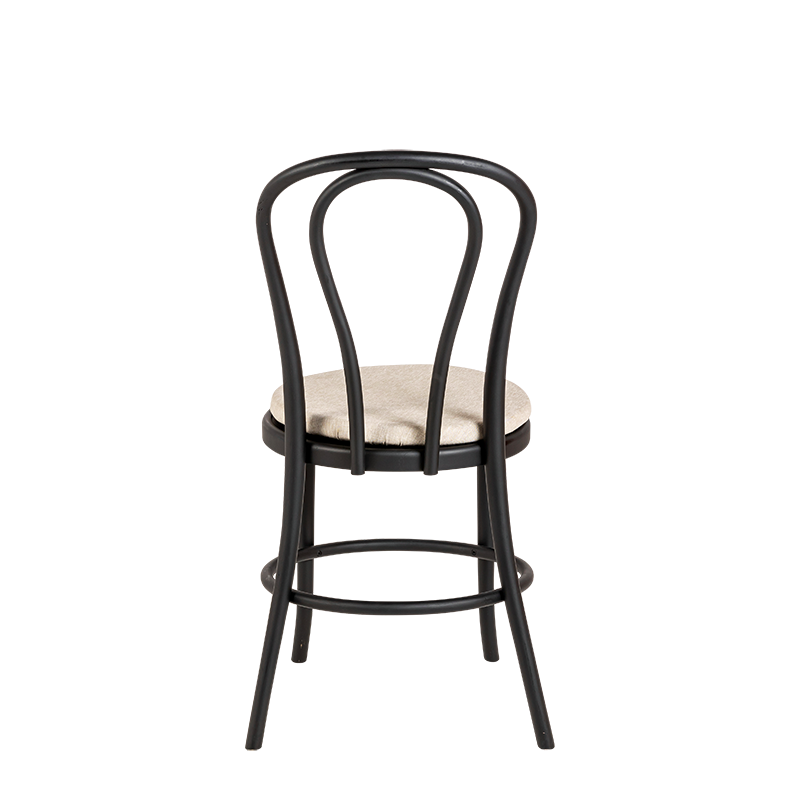 Chaise Bistrot noire avec galette lin ficelle