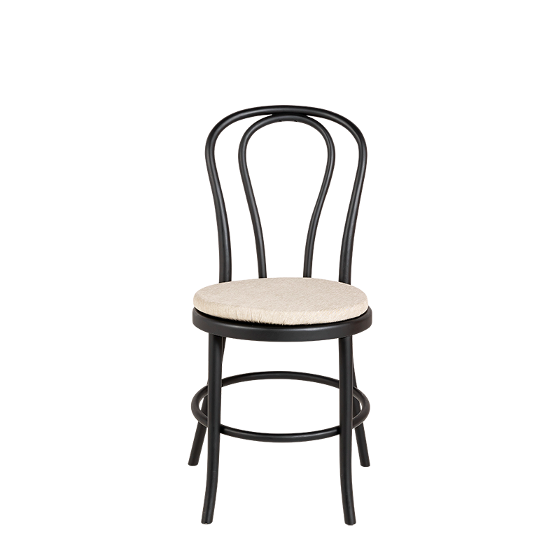 Chaise Bistrot noire avec galette lin ficelle