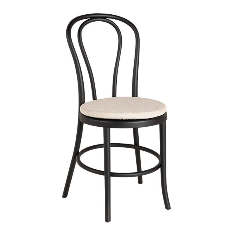Chaise Bistrot noire avec galette lin ficelle
