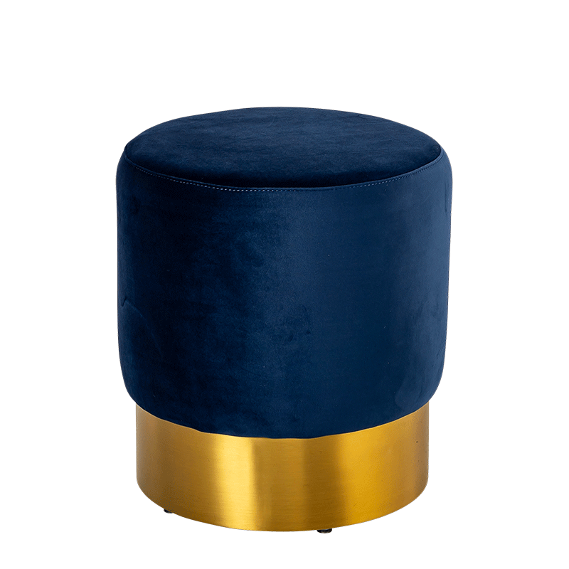 Pouf Luxor velours bleu nuit Ø 40 cm H 45 cm