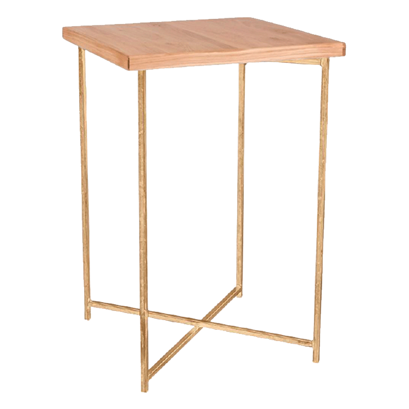 Mange-debout croisé or plateau bois 65 x 65 cm H 100 cm