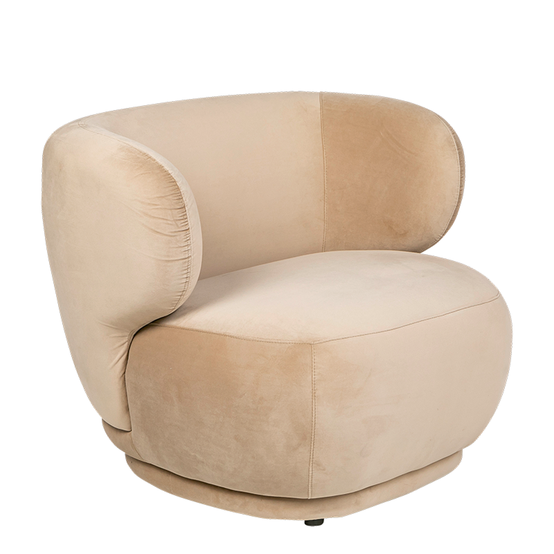 Fauteuil Elton velours taupe 78 x 90 cm H 70 cm