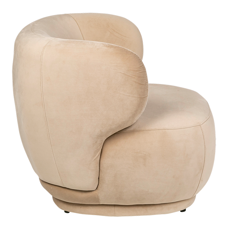 Fauteuil Elton velours taupe 78 x 90 cm H 70 cm