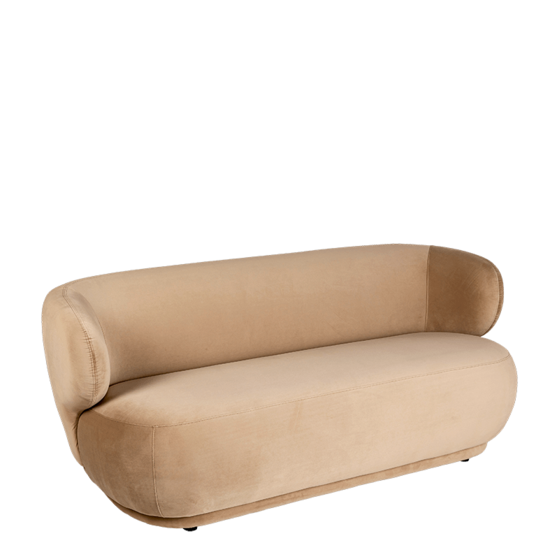 Canapé Elton velours taupe 78 x 170 cm H 70 cm