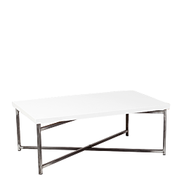 Table basse croisée acier plateau blanc 64 x 101 cm H 35 cm