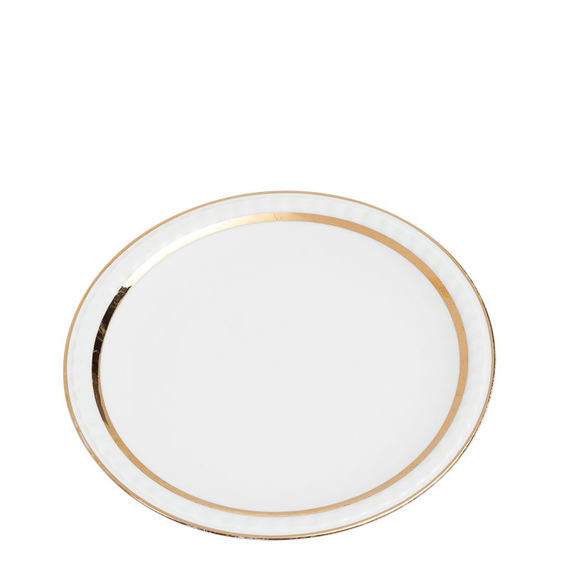 Petite assiette Vintage blanche et dorée Ø 18-20 cm