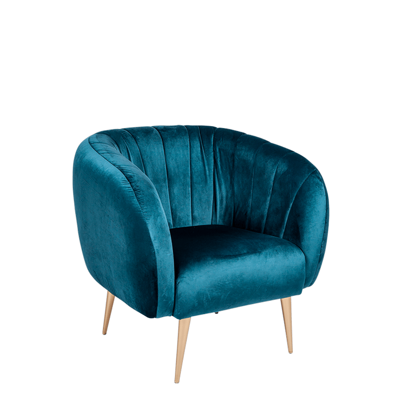 Fauteuil Juliette bleu vert P 78 x L 84 cm H 85 cm