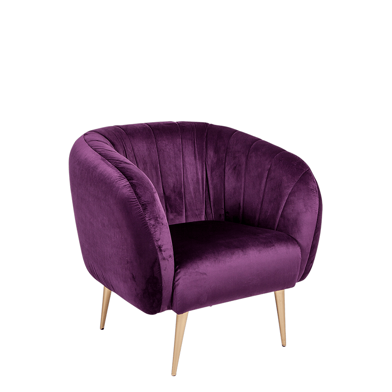 Fauteuil Juliette aubergine P 78 x L 84 cm H 85 cm