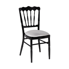 Chaise Napoléon noire en aluminium avec galette gris argentée