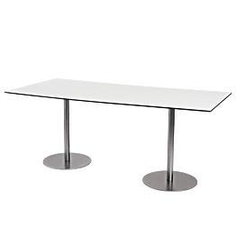 Table Brio hauteur 75cm avec tablette rectangulaire blanche 180x8