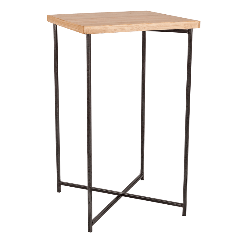 Mange-debout croisé acier plateau bois 65 x 65 cm H 110 cm