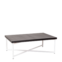 Table basse croisée blanche plateau noir 64 x 101 cm H 35 cm