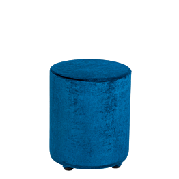 Pouf velours bleu pétrole Ø 40 cm H 48 cm