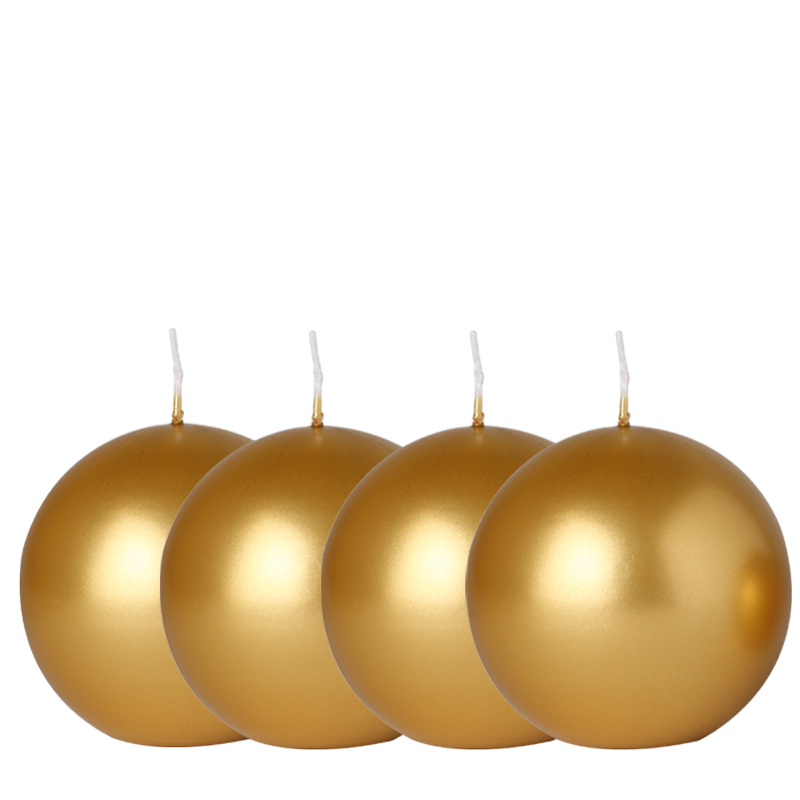 Lot de 4 bougies boule or Ø 10 cm