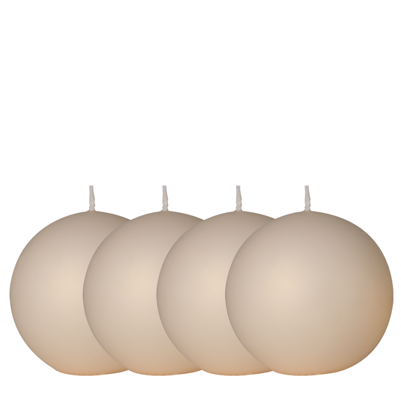 Lot de 4 bougies boule satinée ivoire Ø 10 cm