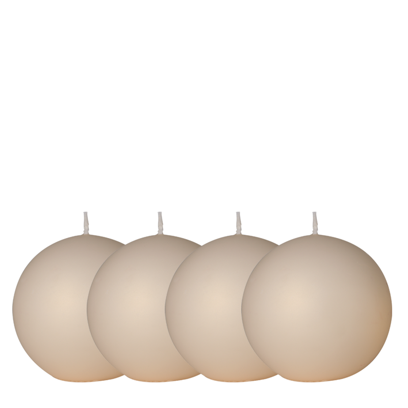 Lot de 4 bougies boule satinée ivoire Ø 8 cm