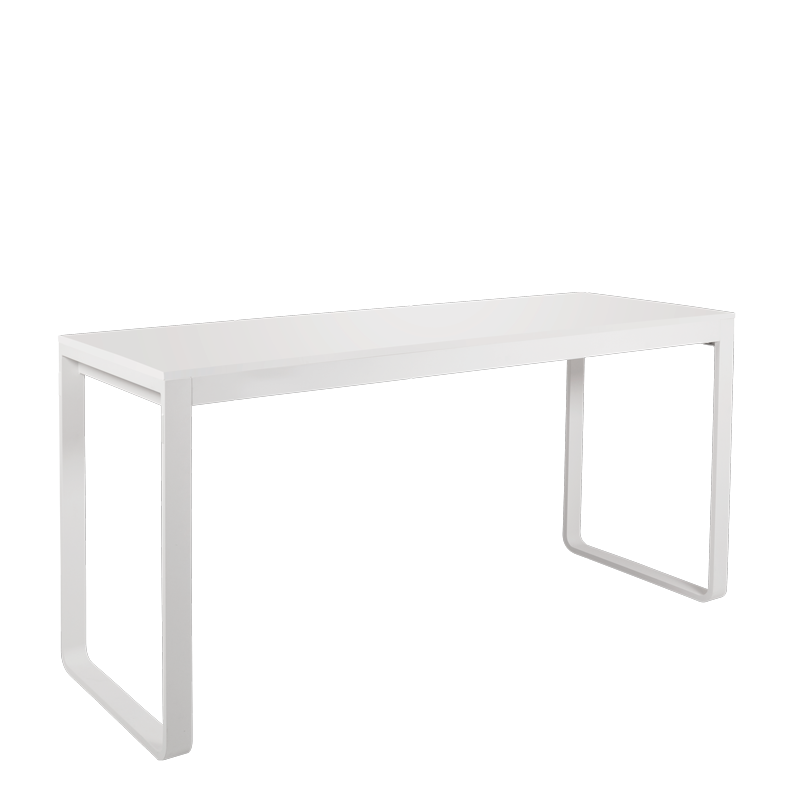 Table haute blanche plateau nature 230 x 80 cm H 110 cm