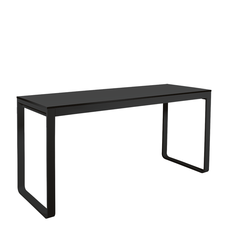 Table haute noire plateau noir 80 x 230 cm H 110 cm