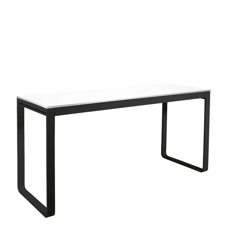 Table haute noire plateau blanc 80 x 230 cm H 110 cm